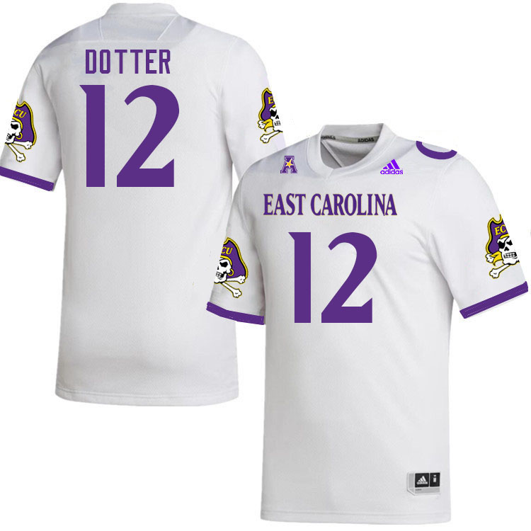 Men #12 Dru Dotter ECU Pirates 2023 College Football Jerseys Stitched-White - Click Image to Close